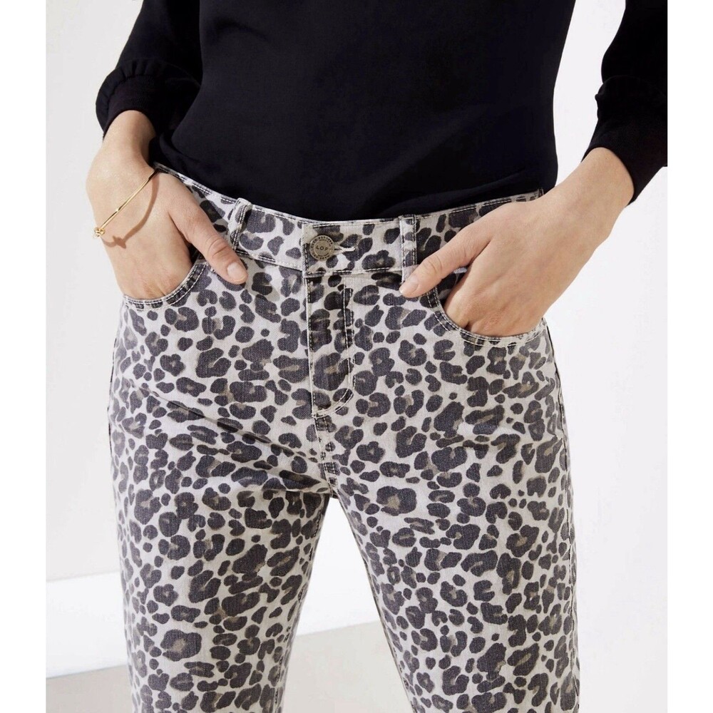 NWT Ann Taylor LOFT Curvy Skinny Jeans Leopard Cheetah Print Size 8 / 29 $79.50